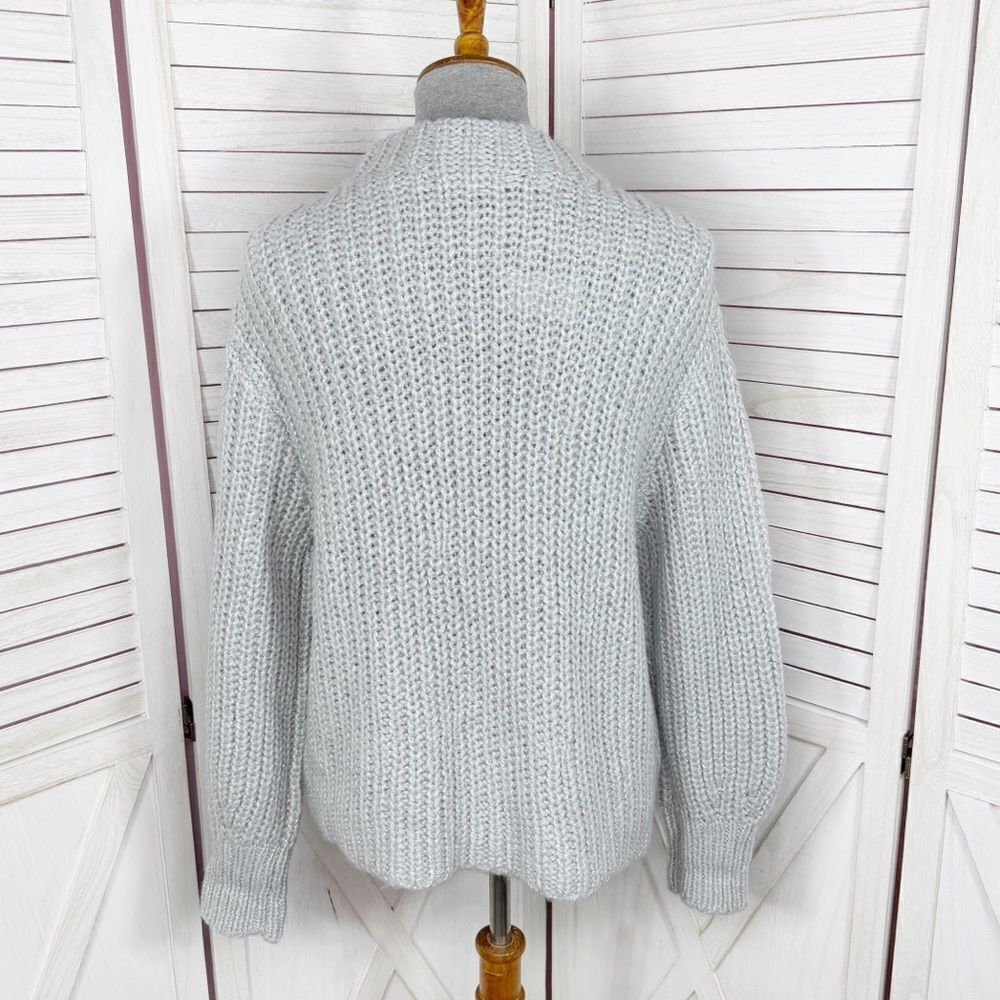 Ann‎ Taylor Metallic Shimmer Mock Neck Chunky Sweater Grey Medium - Picture 6 of 14